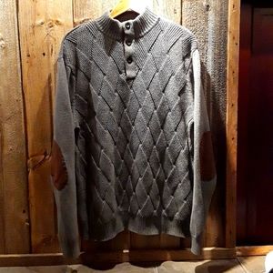 Chaps by Ralph Lauren sweater Dk gray/brown on elbows & collar XL